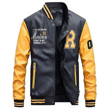 Load image into Gallery viewer, Men Baseball Jacket Embroidered Leather